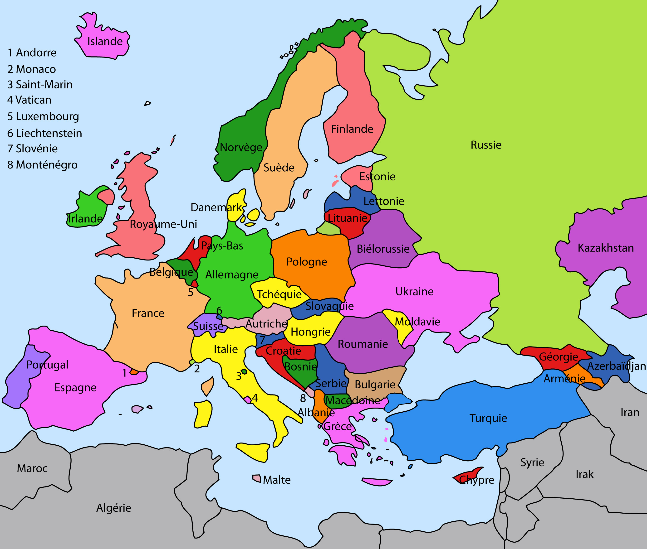 Carte de l’Europe physique et politique 124x80 cm